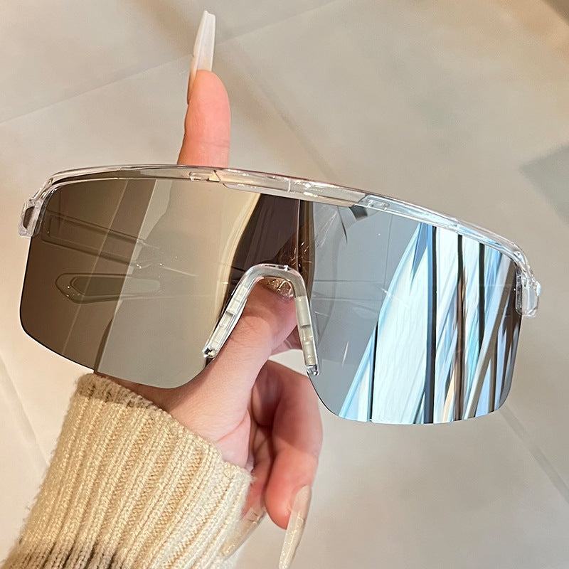 Unisex nan sporty shield sunglasses with continuous visor glass and non-slip nose pads Kalsten