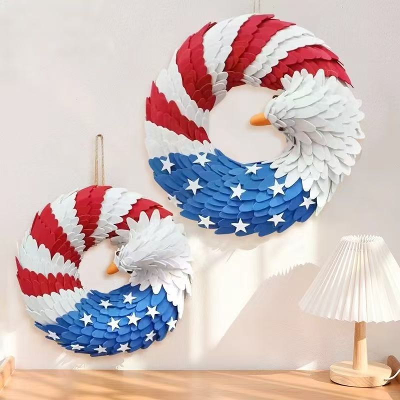 Unisex nan layered feather eagle door wreath with star accents Kalsten