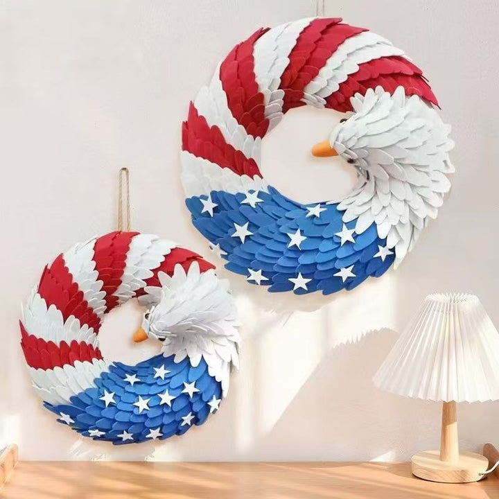 Unisex nan layered feather eagle door wreath with star accents Kalsten