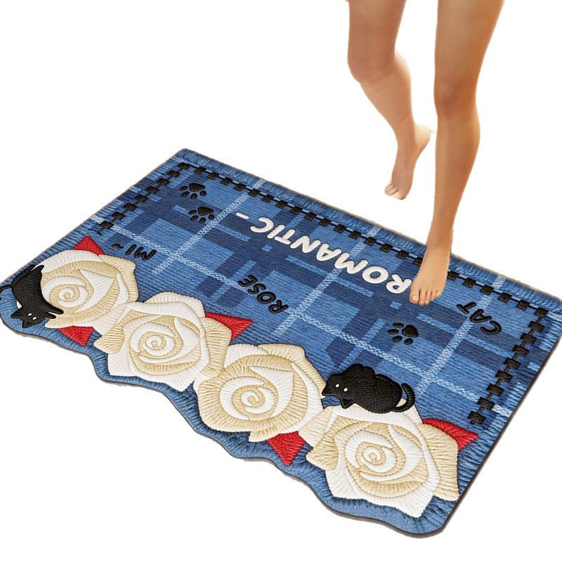 Floral Embroidered Bathroom Mat Kalsten