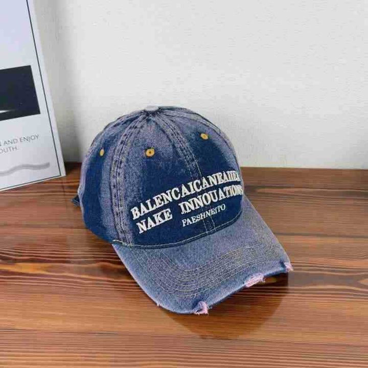 Unisex Vintage-Inspired Distressed Denim Baseball Cap Kalsten
