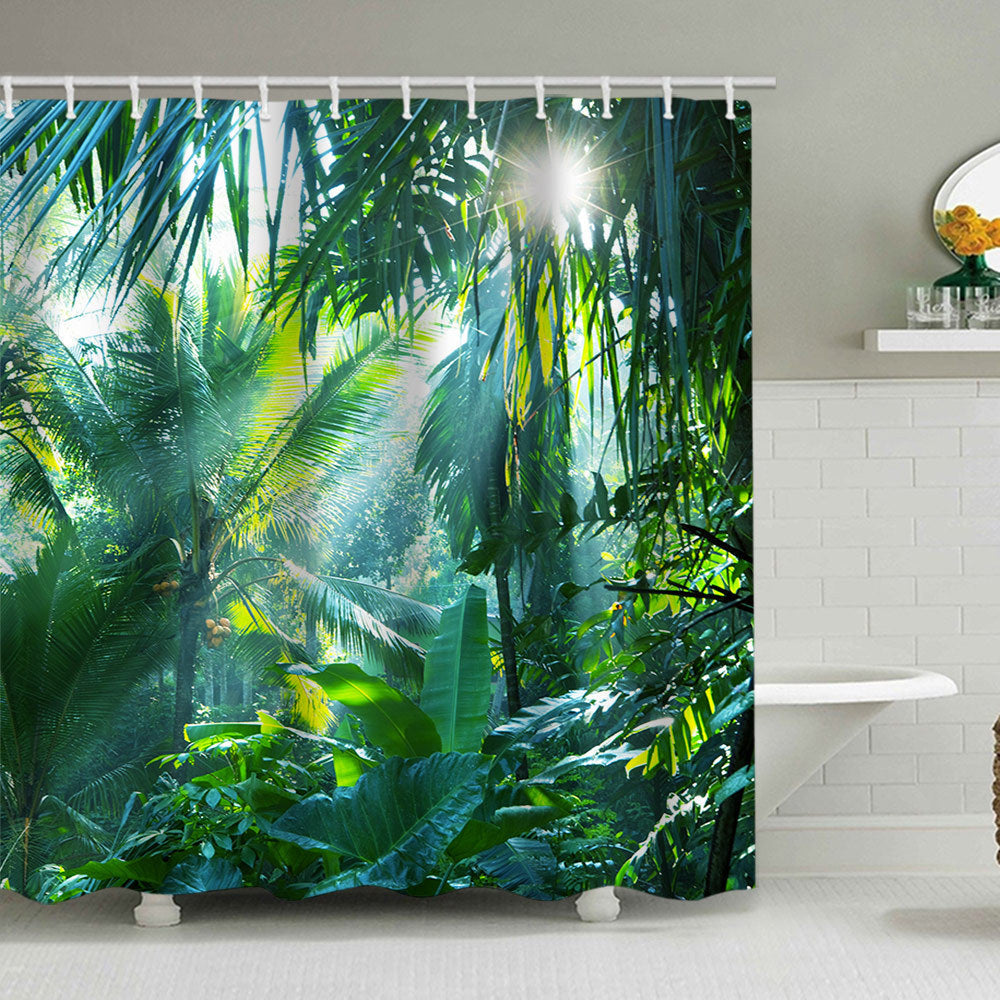 Tropical Jungle Print Shower Curtain Kalsten
