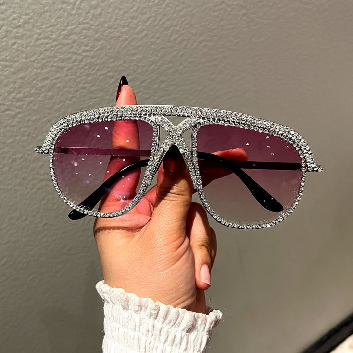 Women's Glamorous oversized Sunglasses with sparkling Crystal frame Kalsten