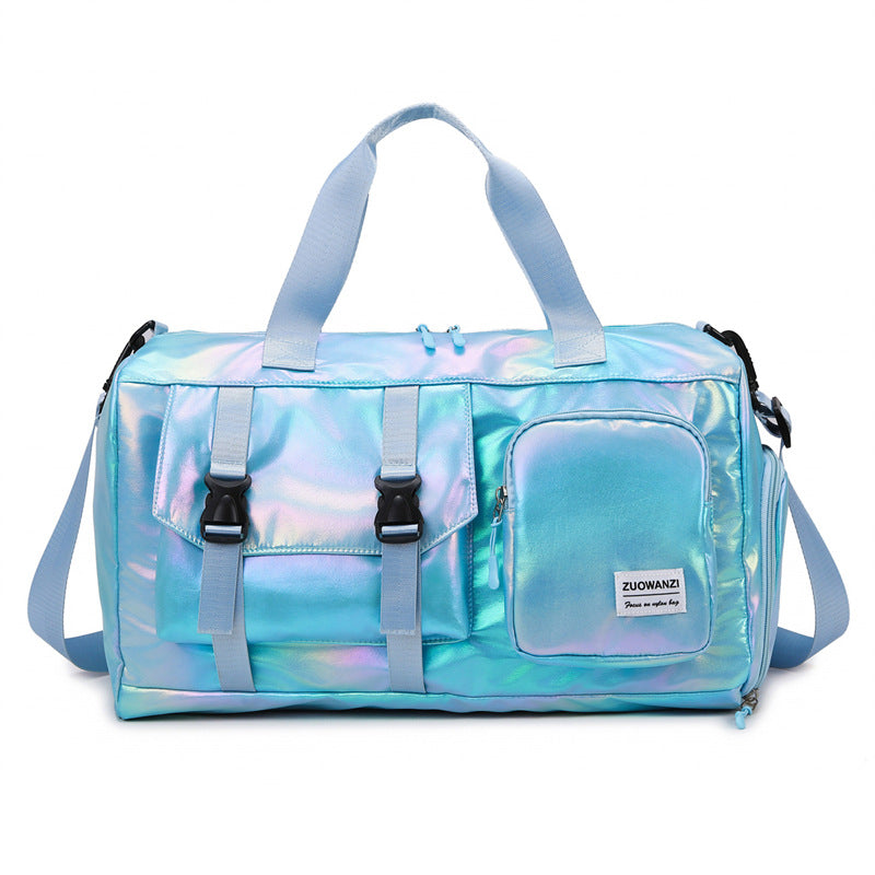 Fashionable travel bag with holographic surface and practical compartments Kalsten