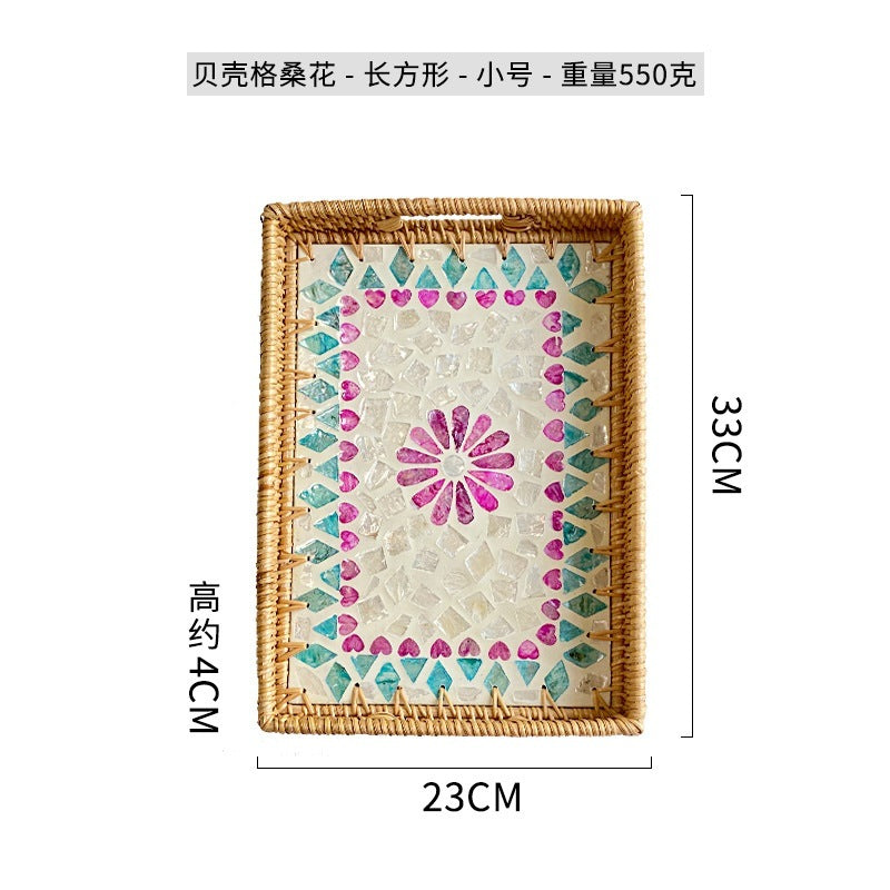 Women rectangular serving platter with handmade mosaic Kalsten