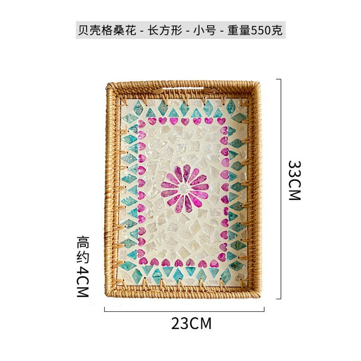 Women rectangular serving platter with handmade mosaic Kalsten