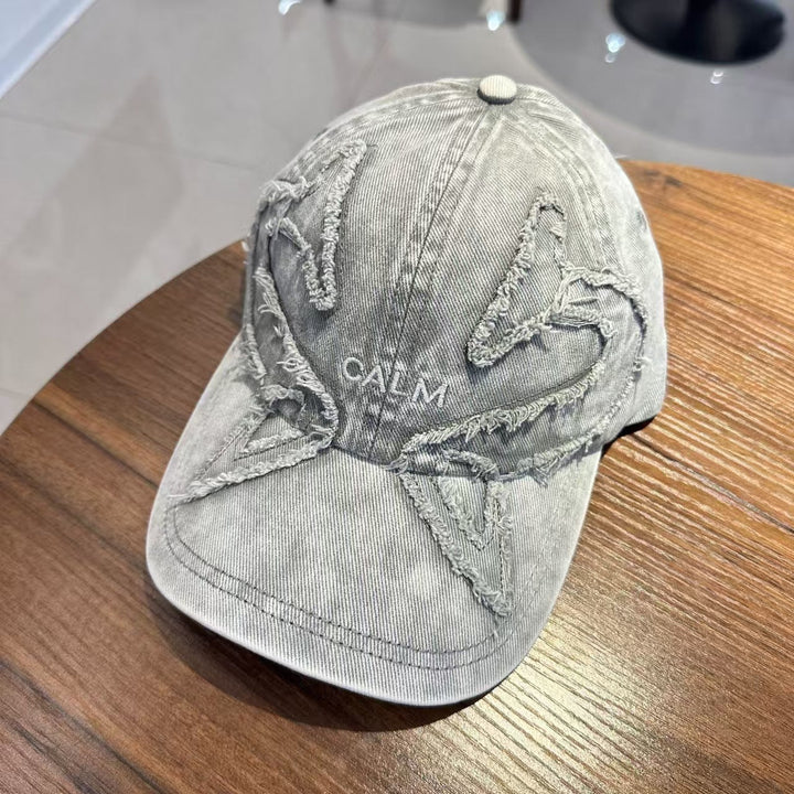 Unisex Distressed Denim Embroidered Cap Kalsten