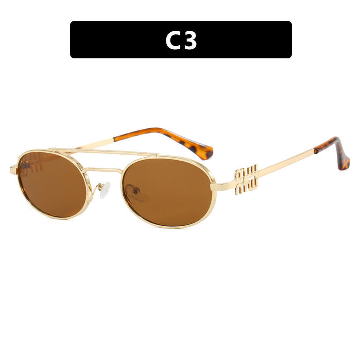 Women's elegant oval sunglasses with luxurious metal frame Kalsten