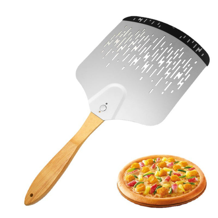Perforated Stainless Steel Pizza Peel with Ergonomic Wooden Handle Kalsten
