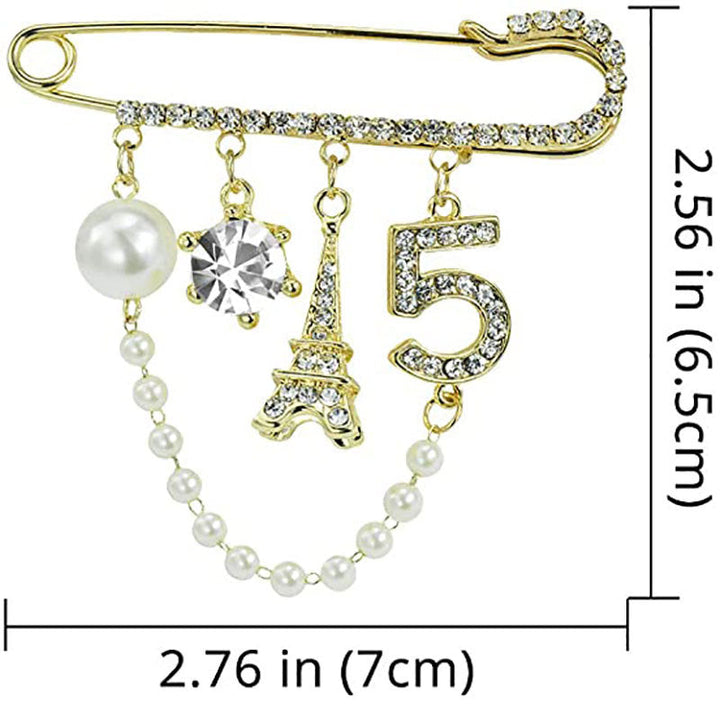 Elegant Brooch with Pearls and Rhinestones Kalsten