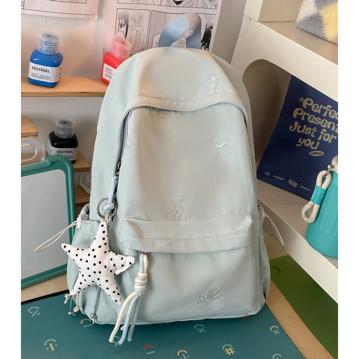 Cute Character Embroidered School Backpack