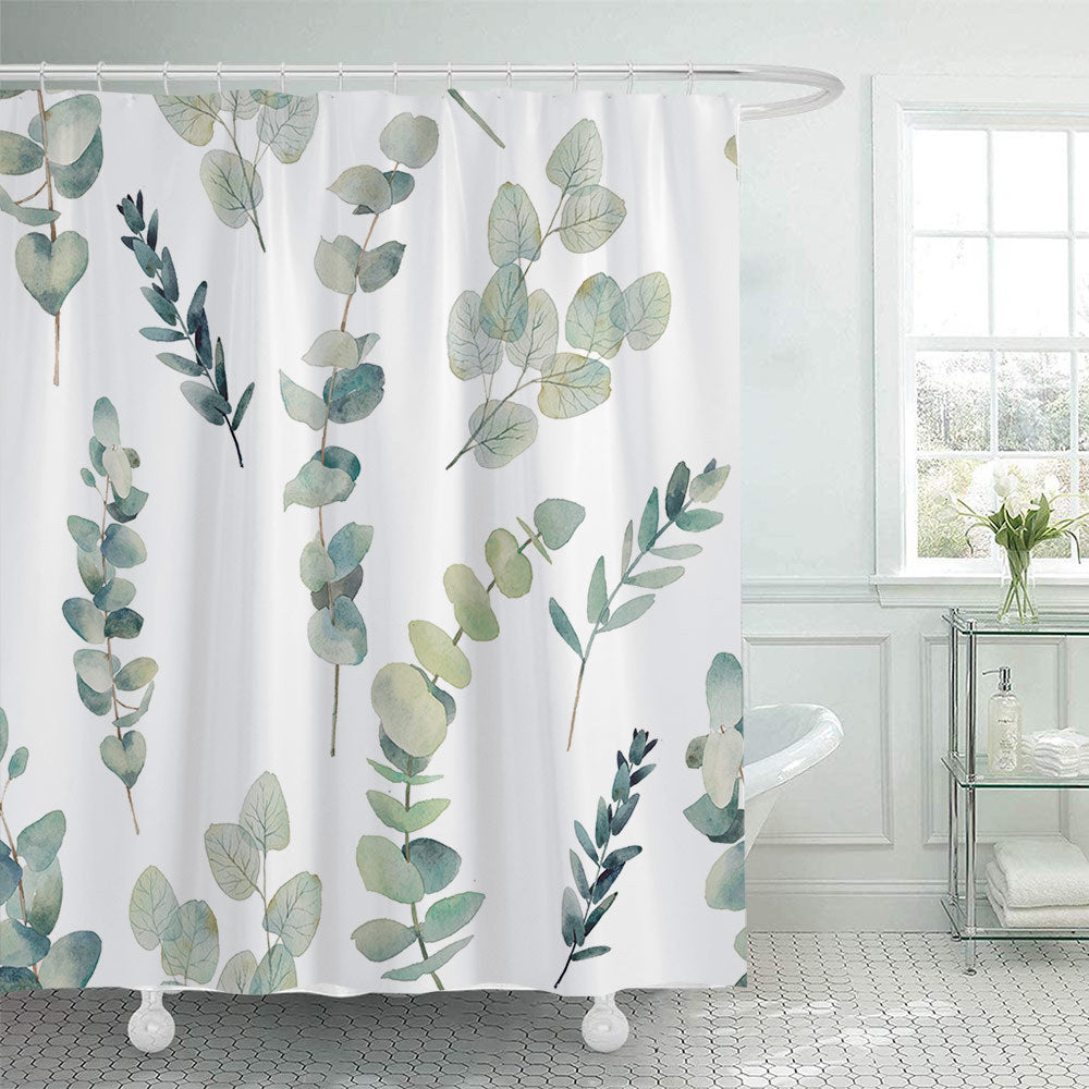 Botanical Leaf Pattern Shower Curtain Kalsten