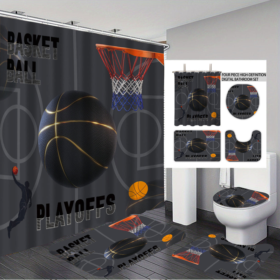 High-Definition Basketball-Themed Bathroom Décor Set Kalsten