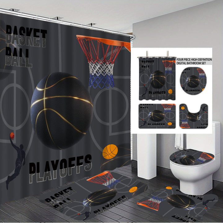 High-Definition Basketball-Themed Bathroom Décor Set Kalsten