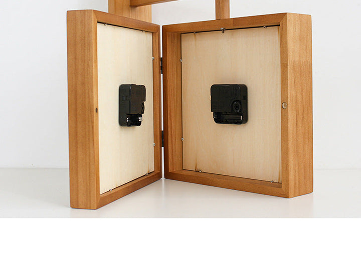 Kalsten | Wall-Corner-Two-Sided Wood-Analog-Clock