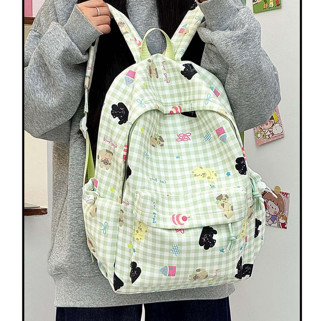 Backpack with Creative Checkered Pattern and Playful Appliqués Kalsten
