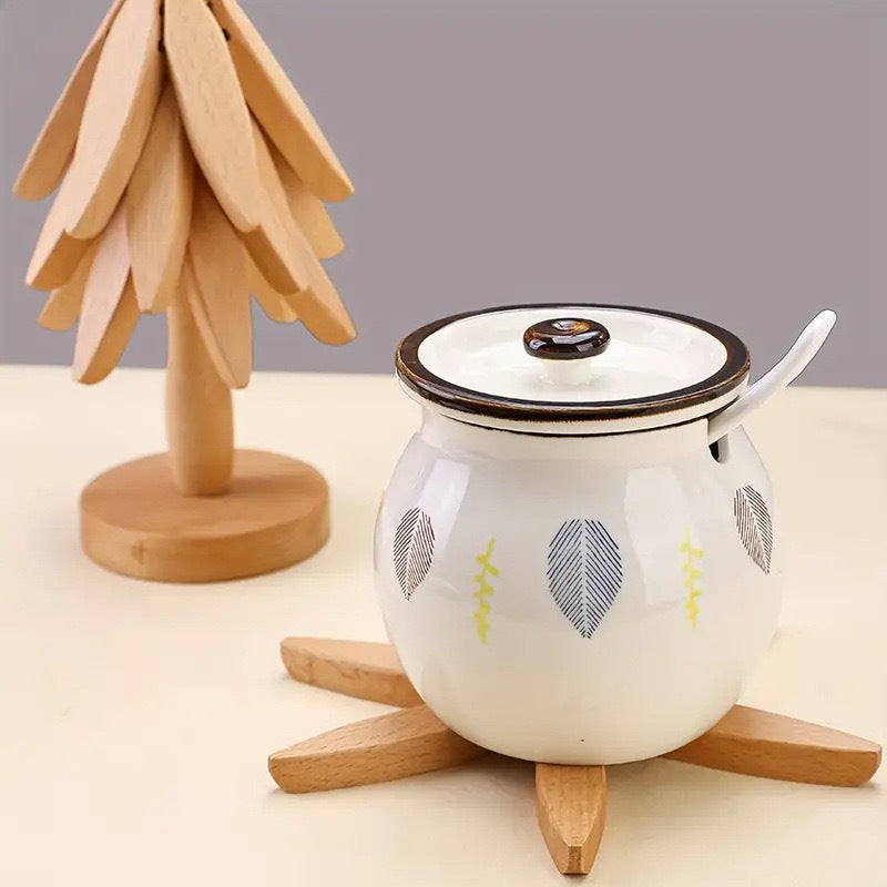 Wood-Look Coaster Set