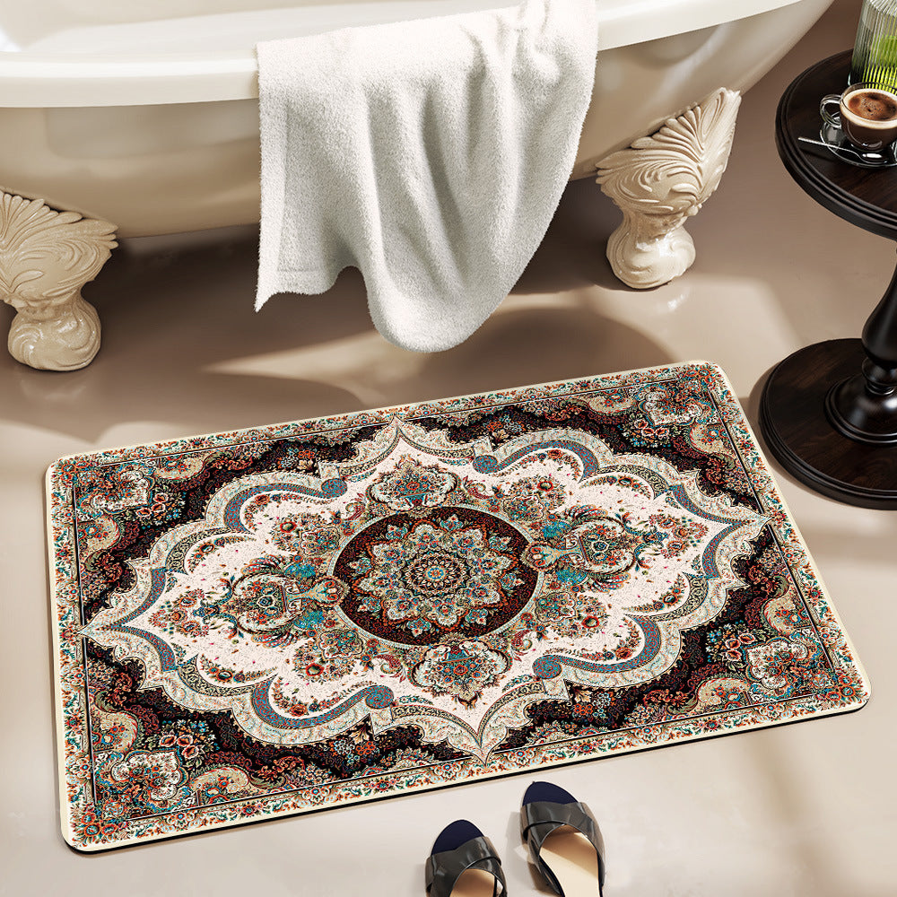 Vintage Floral Design Bath Mat Acalora
