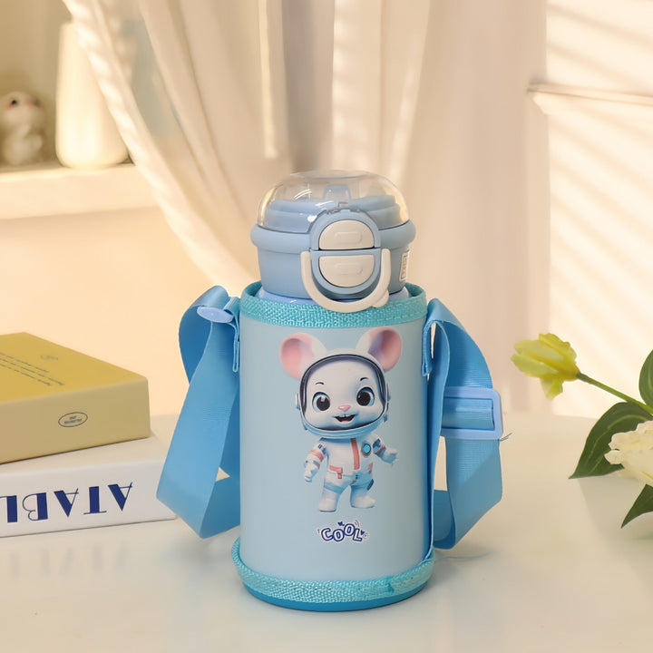 Women's insulated drinking bottle with cute animal design and practical carrying strap Kalsten