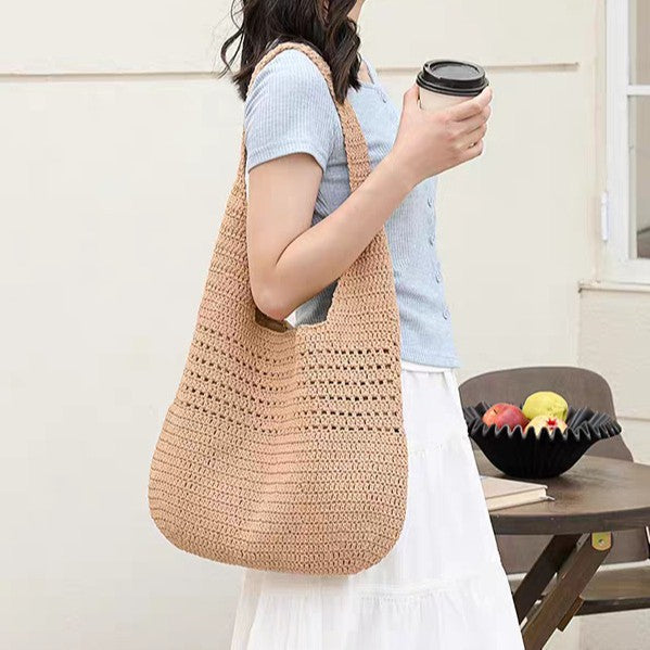 Handbag Made of Hand-Crocheted Natural Material Kalsten