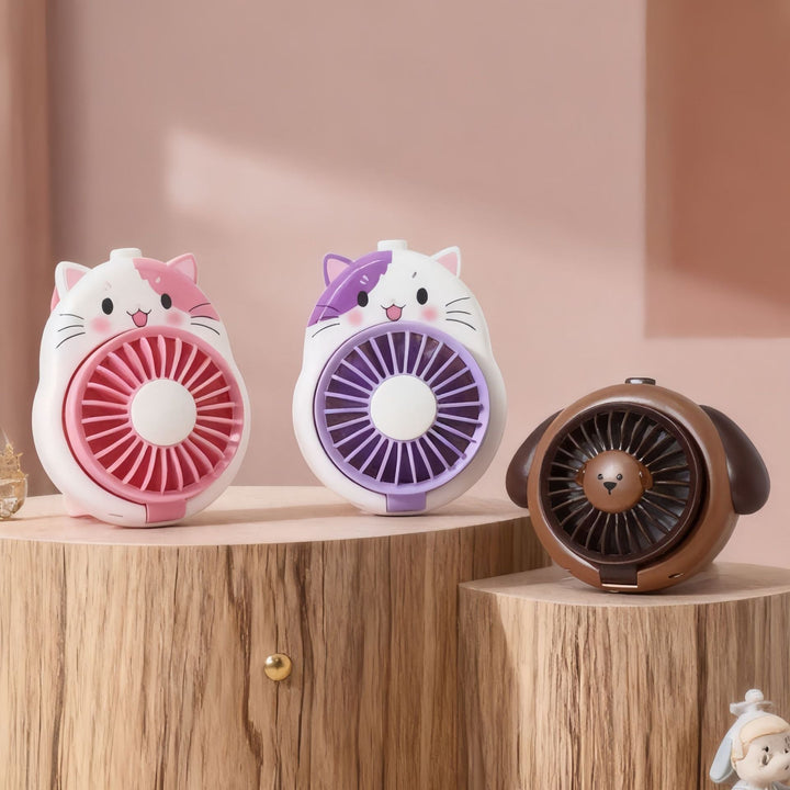 Women's Portable Hand Fan in Playful Dog Design Kalsten