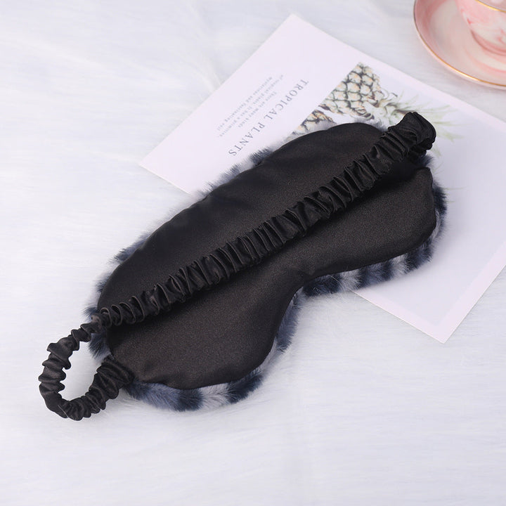 Women's luxury faux fur sleep mask with leopard print, extra soft padding and elastic comfort band Kalsten