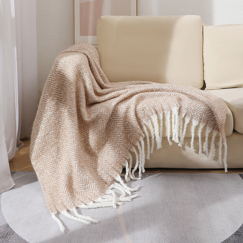 Unisex Stylish Herringbone Throw Blanket