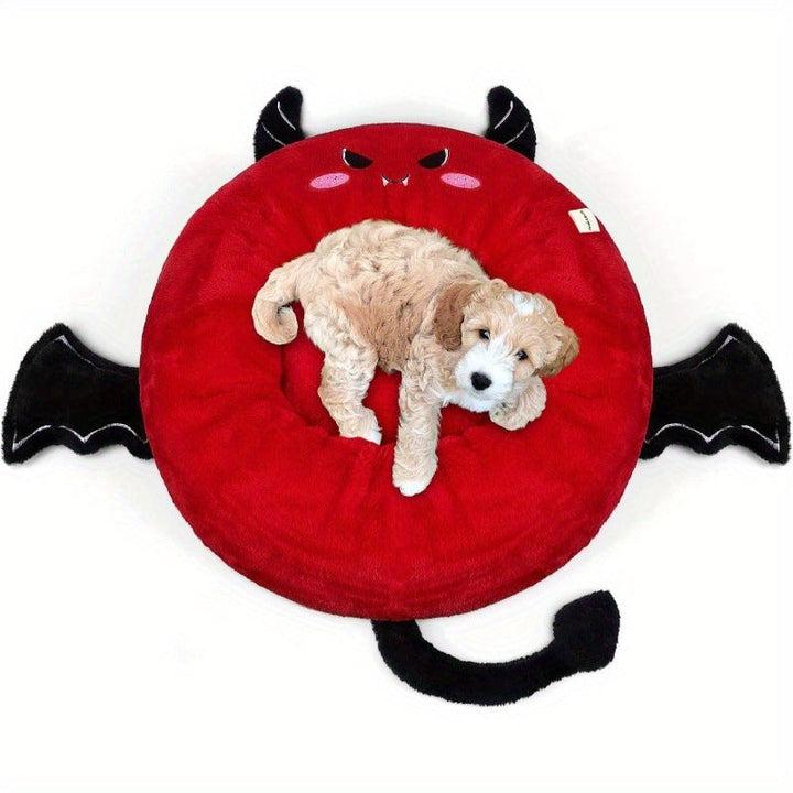 Devil-Themed Plush Dog Bed