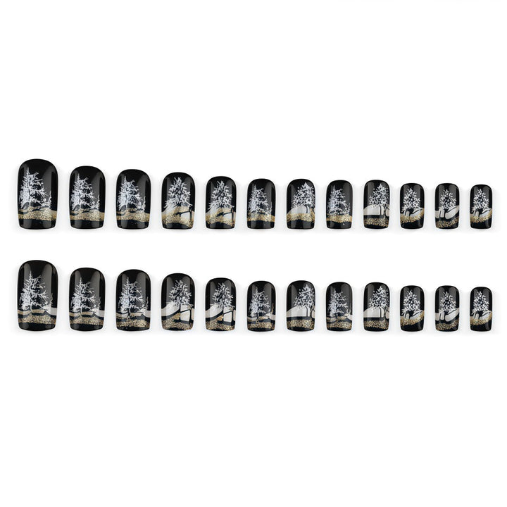 Artificial nails with romantic winter forest pattern Kalsten