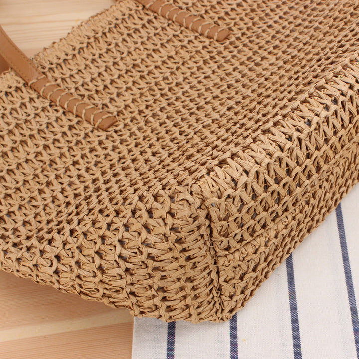 Elegant Bast Tote Bag with Sturdy Leather Handles Kalsten
