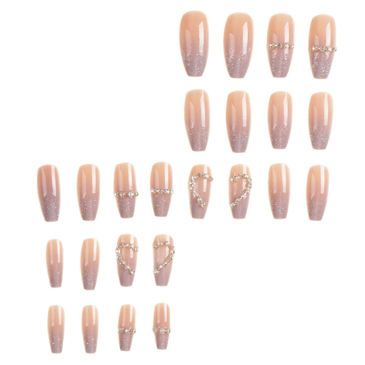 Heart-Shaped Rhinestone Press-On Nail Art Kalsten