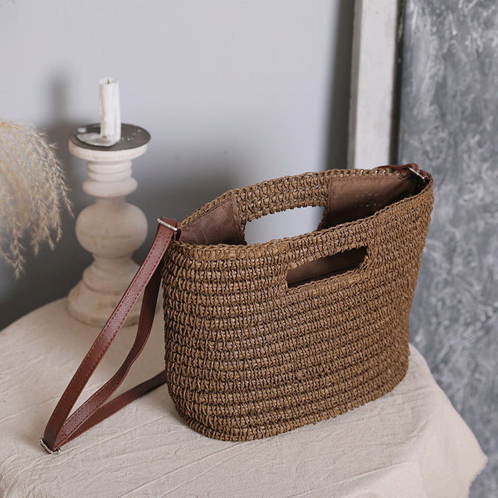 Handbag made of natural cotton with leather handle Kalsten