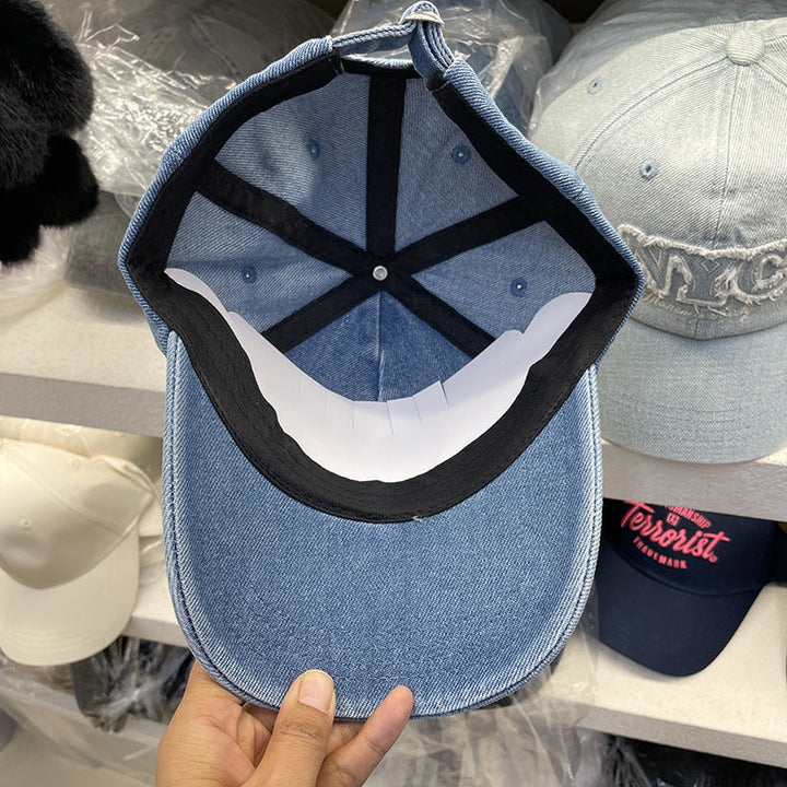 Unisex Distressed Denim Cap with NYC Embroidery Kalsten
