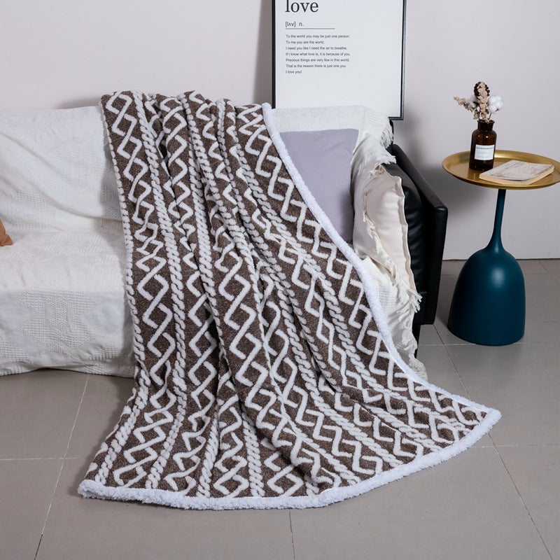 Women Cozy Reversible Blanket with Geometric Pattern Kalsten