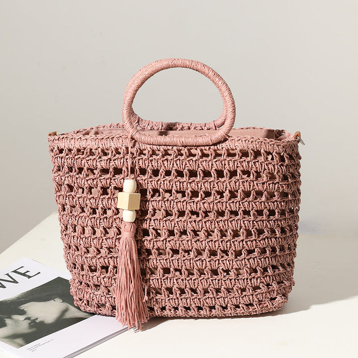 Handbag Made of Crocheted Natural Material Kalsten