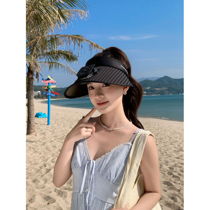 ’s sun protection visor with integrated solar panel, wide brim and adjustable headband Kalsten