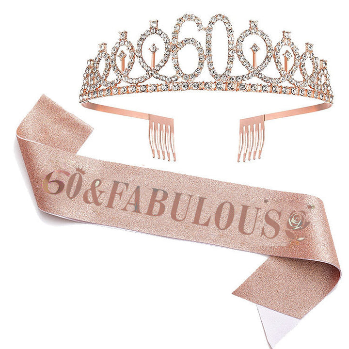 Women's Glittering Birthday Tiara Set with Sash Kalsten