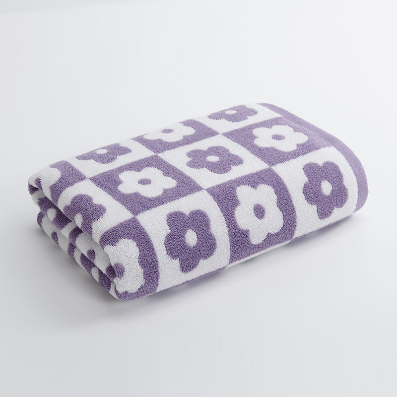 Women's Luxurious Terry Bath Towel with Floral Pattern Kalsten