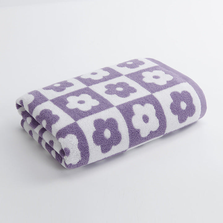 Women's Luxurious Terry Bath Towel with Floral Pattern Kalsten
