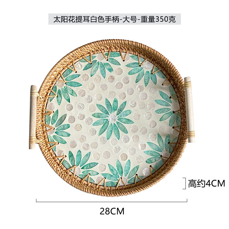 Ladies' cowhide serving basket with handwoven design Kalsten