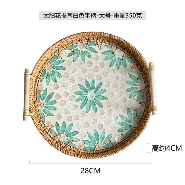 Ladies' cowhide serving basket with handwoven design Kalsten