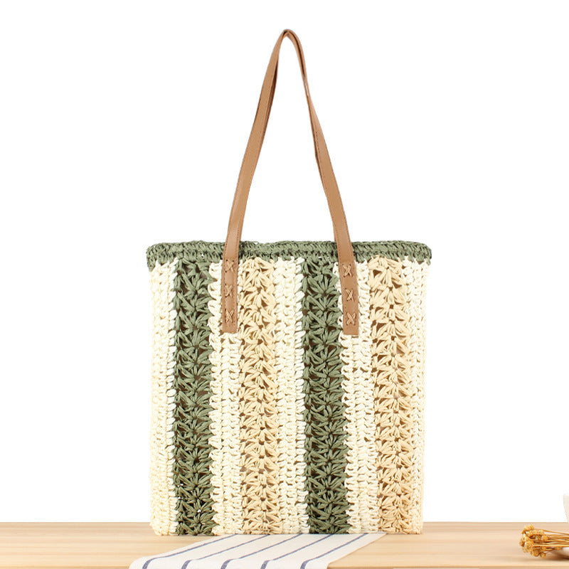 Braided tote bag with elegant leather handles Kalsten