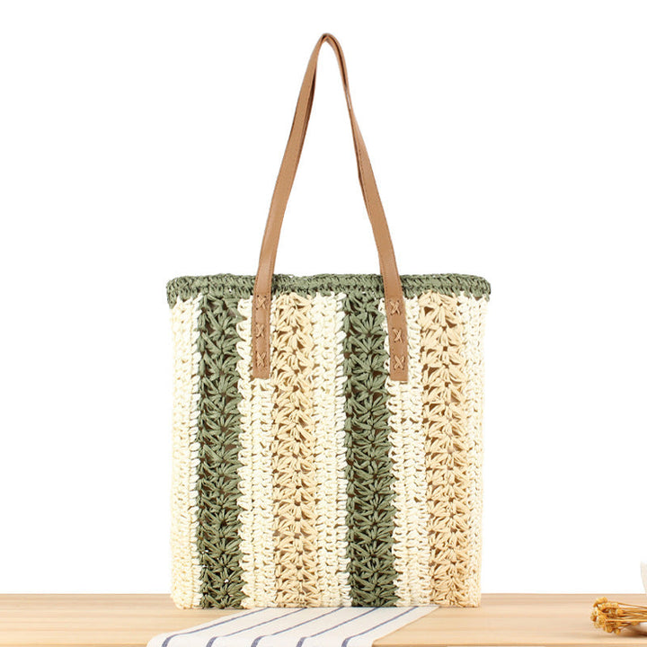 Braided tote bag with elegant leather handles Kalsten