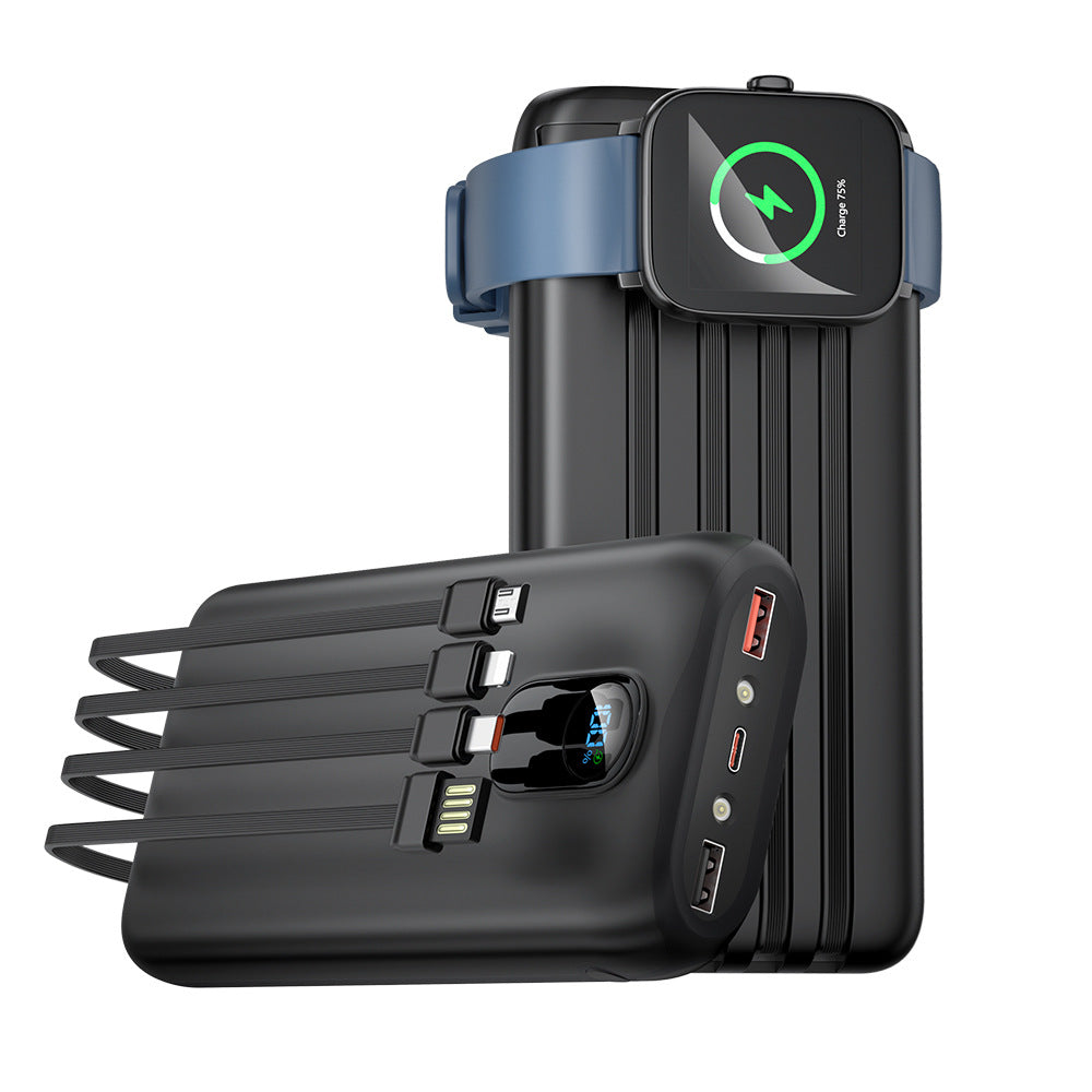 Portable power bank with integrated charging cables and LCD screen Kalsten