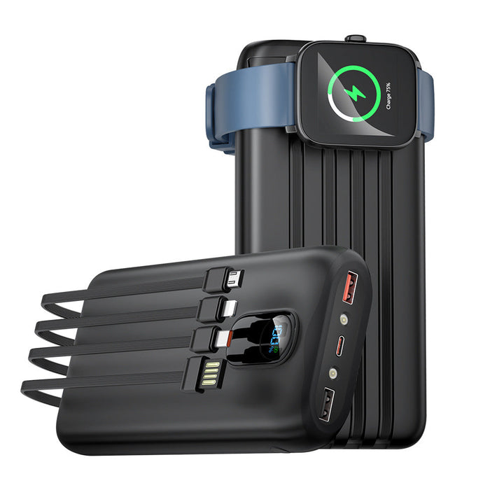 Portable power bank with integrated charging cables and LCD screen Kalsten
