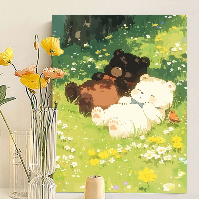 Cute Bear-Themed Art Canvas Print Kalsten