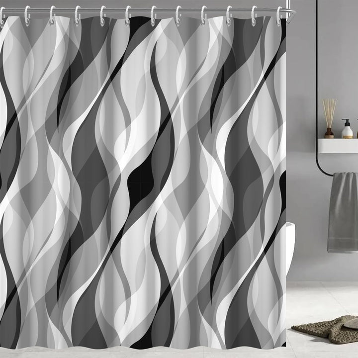 Abstract Wave Pattern Shower Curtain Kalsten