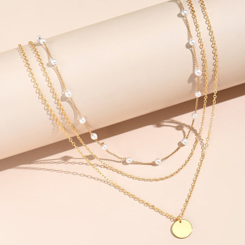 Layered Pearl and Chain Necklace Kalsten