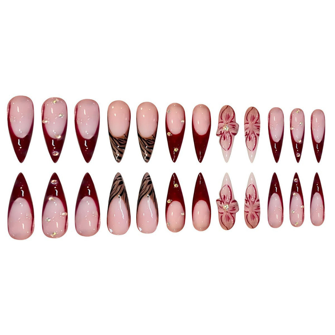 Artistic Floral Stiletto Press-On Nail Art Kalsten