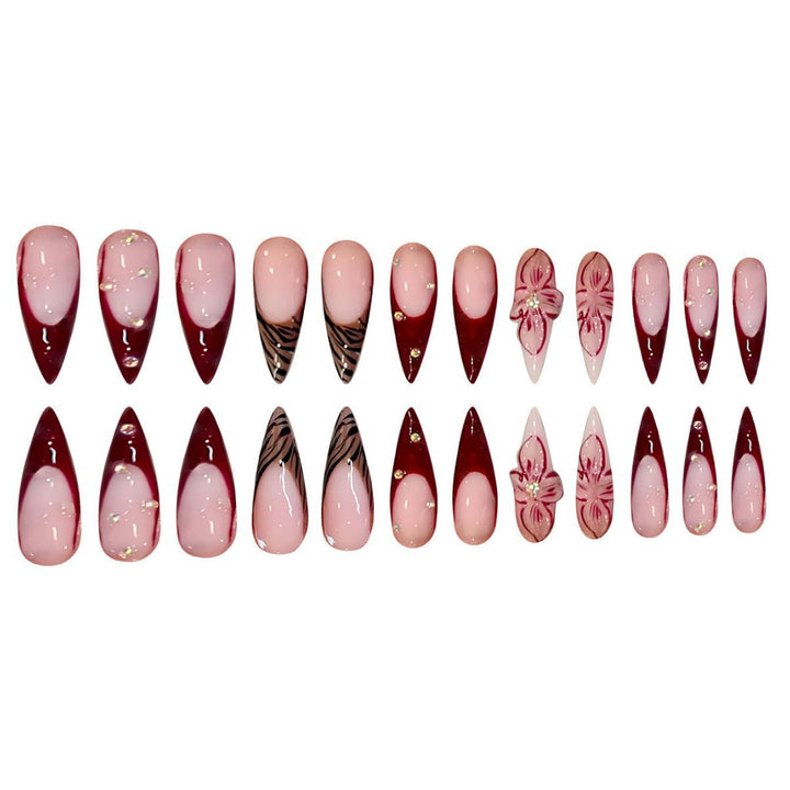 Artistic Floral Stiletto Press-On Nail Art Kalsten